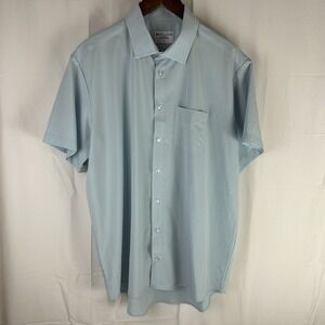 &Collar andcollar Shirt Men L Performance Dress Shirt Blue Athletic Short Sleeve